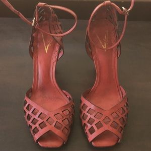 Vince Camuto Red Leather Heeled Sandals